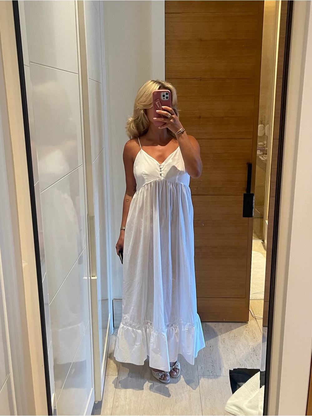 Djerf Avenue White Spaghetti-Strap Maxi Dress